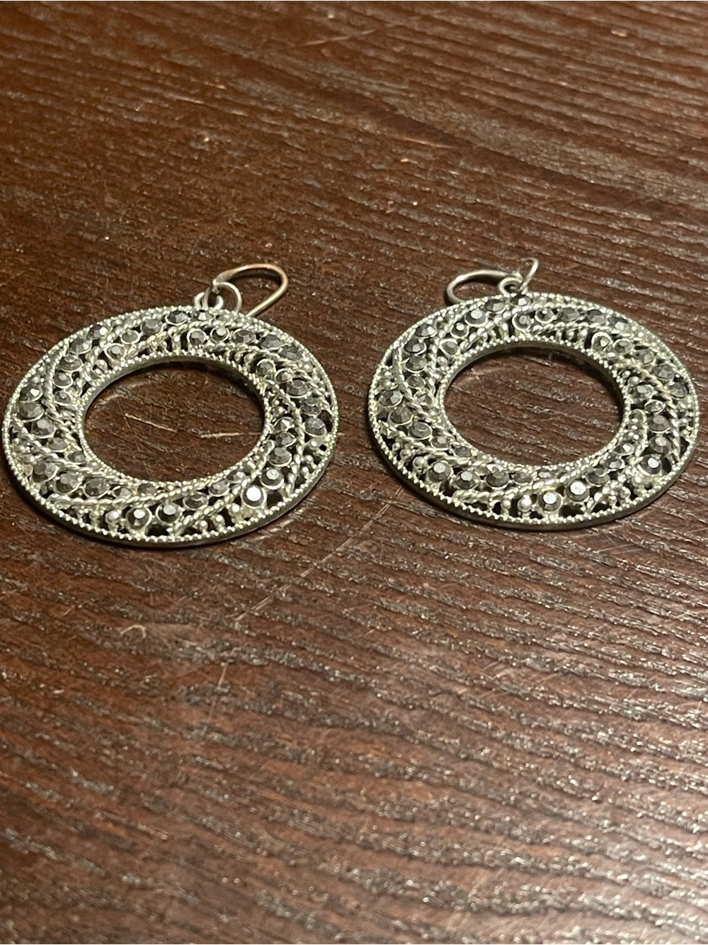 Sterling Silver Filigree Circle Drop Earrings - Silver